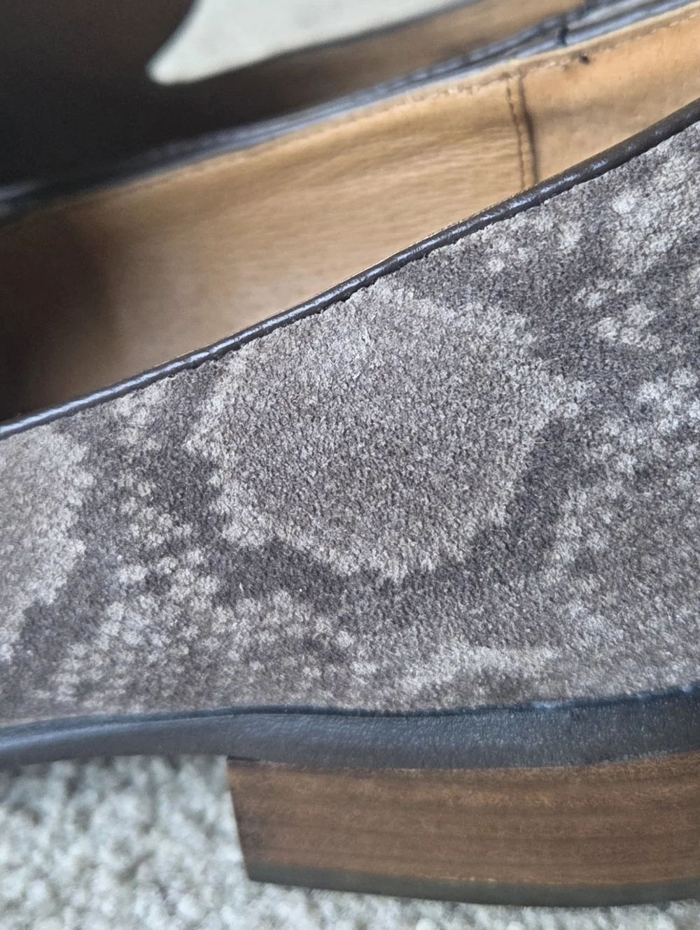 Sofft Severn Suede Leather Snakeskin Loafers Gray Size 10